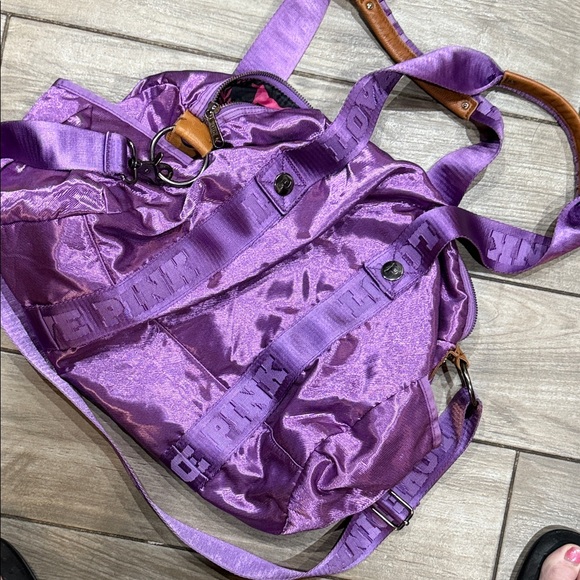 Vintage Y2K Metallic Purple PINK Victoria's Secret Duffle/Carry-on Bag - Picture 5 of 10